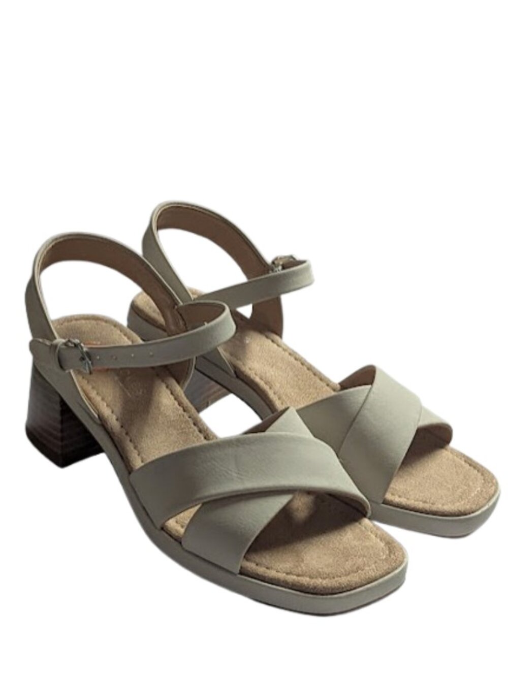 Aerosoles Gemina Cream Crisscross Straps Comfort Block Heel Sandals Size 7 NWOB